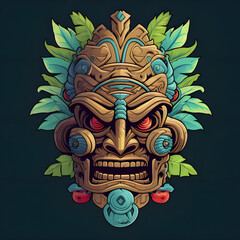 Mayan mask vector art 