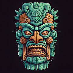 Mayan mask vector art 