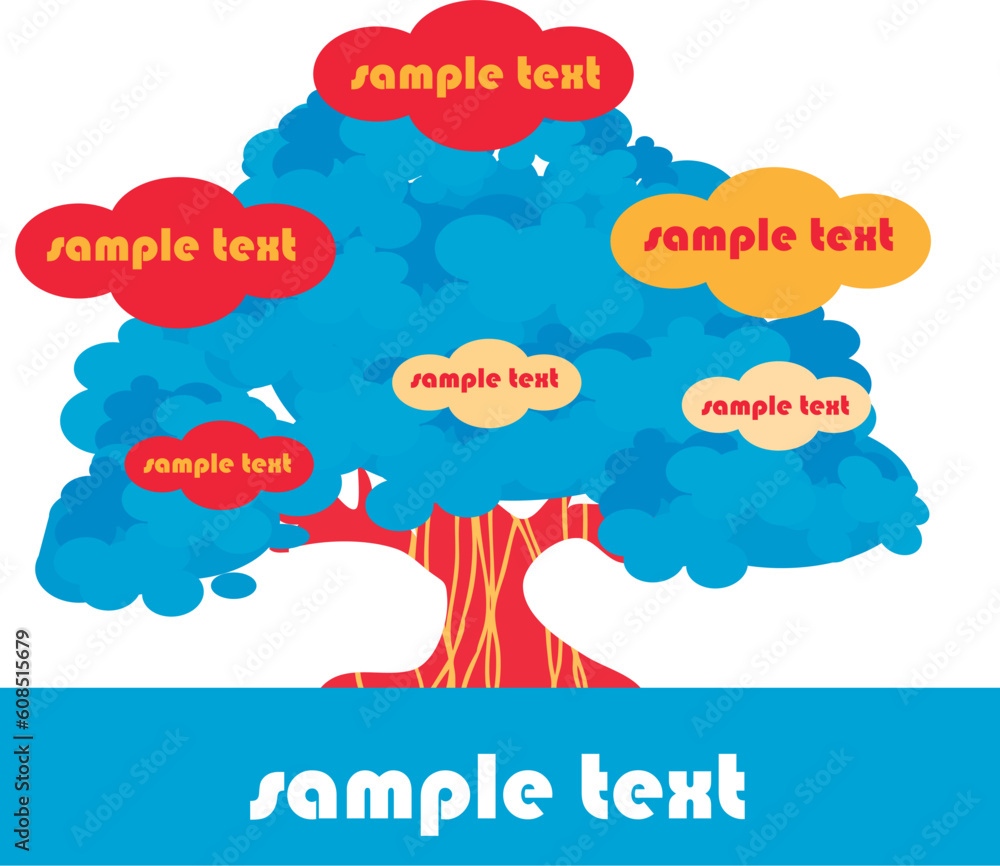 Poster tree nature frame abstract colorful background vector card