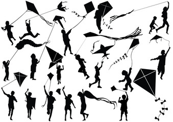 Children with kite vector