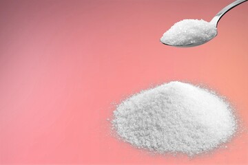 Sweet sugar pile on color background