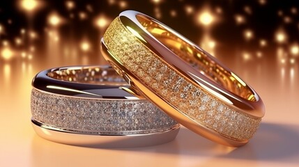 Two intertwined wedding rings symbolizing the union of marriage. Generative ai