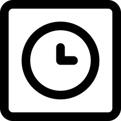 simple interface time clock square icon illustration in outline style