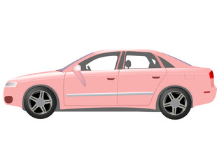 Fototapeta na wymiar pink auto against white background, abstract vector art illustration