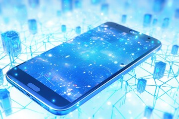 5G network technology. Wireless systems and internet. Communication network. Mobile phone with internet speed indicator and global network. Generative AI