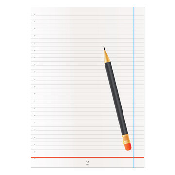 sheet of paper with pencil on white background