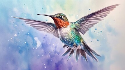 Fototapeta premium A vibrant hummingbird in flight. Generative ai