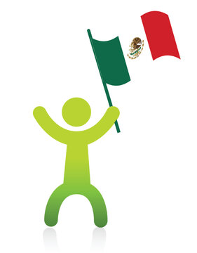 Icon man illustration design waving a mexican flag