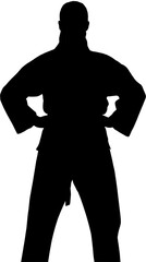 Digital png silhouette image of male martial arts fighter on transparent background