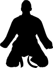 Digital png silhouette image of male martial arts fighter on transparent background