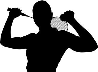 Digital png silhouette image of female tennis player on transparent background