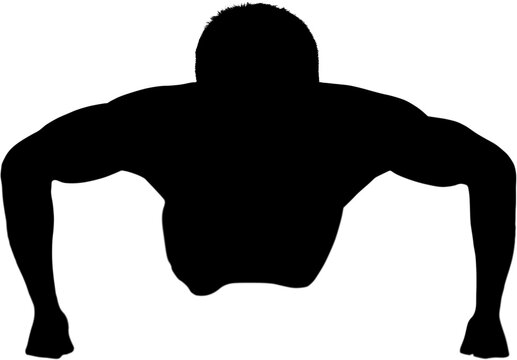 recommend clip art: Digital png silhouette image of man doing push-ups on transparent background