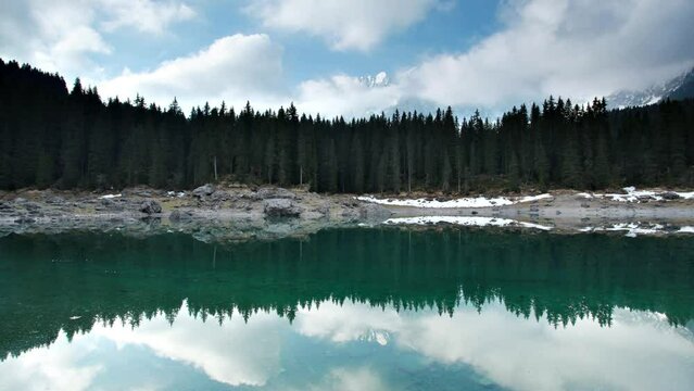 Lago di Carezza in South Tyrol, Italy - 4k mountain lake time-lapse in the Dolomites