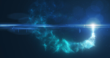 Abstract flying energy meteor particle comet space magical blue futuristic hi-tech, abstract background
