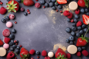 Frozen Delights: Vibrant Background with Ice Creams and Berry Decor