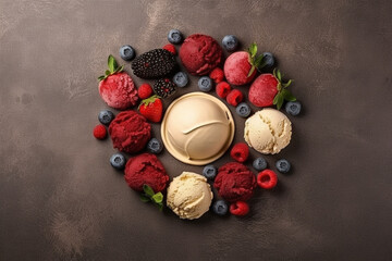 Frozen Delights: Vibrant Background with Ice Creams and Berry Decor