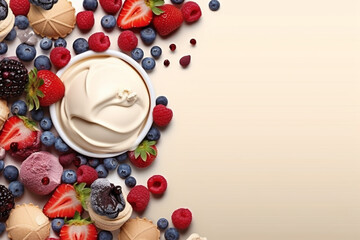 Frozen Delights: Vibrant Background with Ice Creams and Berry Decor