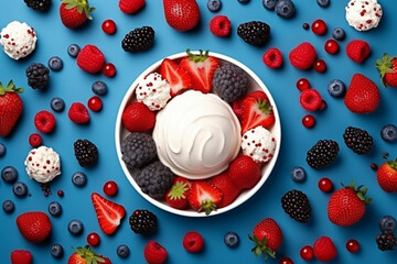 Frozen Delights: Vibrant Background with Ice Creams and Berry Decor