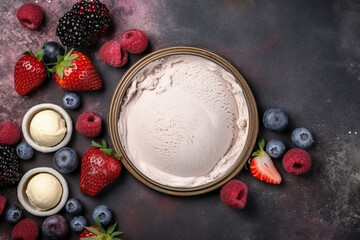 Frozen Delights: Vibrant Background with Ice Creams and Berry Decor