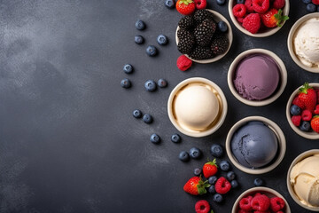 Frozen Delights: Vibrant Background with Ice Creams and Berry Decor