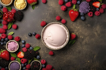 Frozen Delights: Vibrant Background with Ice Creams and Berry Decor