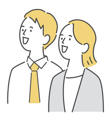 上を見上げる男性と女性