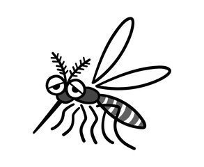 駆除されて弱っている蚊　白黒