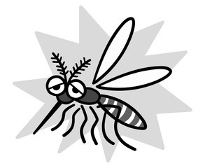 駆除されて弱っている蚊　白黒