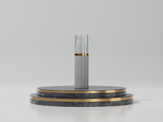Premium 3D Rendering of Podium Marble Black & Gold Ball Product