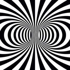 Black and white stripes projection on torus. Vector illustration