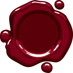 Dark red wax seal on white background. Vector illustration