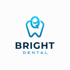 Letter Q Dental Clinic Logo Tooth abstract design vector template Linear style. Dentist stomatology medical doctor Logotype concept icon