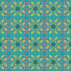 Seamless and elegant Baroque pattern with flowers in green, purple, creme white