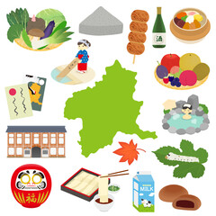 Fototapeta premium 群馬県の名物のイラストセット
