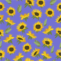 background ornament pattern of blooming sunflowers