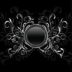 Illustration aluminium background with ornamental medallion, design elements - vector