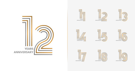 Elegant anniversary logo collections. Birthday symbol for happy celebrations with line and luxury concept