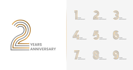 Elegant anniversary logo collections. Birthday symbol for happy celebrations with line and luxury concept
