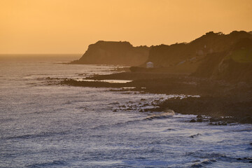 Landscape oriented photo of sunset at the Ventnor coast on the Isle of Wight