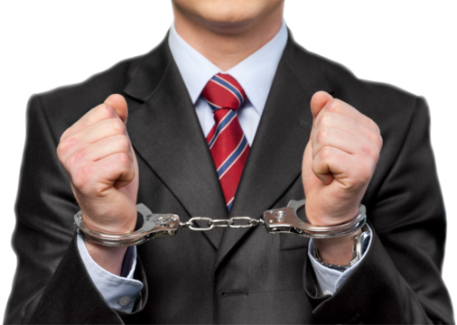 Business man with Handcuffs. Illegal concept