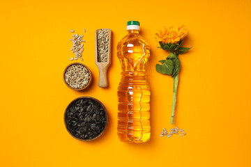 Concept of ingredients for cooking - Sunflower oil