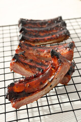 Tasty fried food - barbecue ribs, tasty fried meat