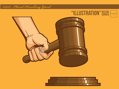 An isolated vector of hands knocking a gavel, symbolizing justice and judgment.  Available as a Vector in EPS8 format that can be scaled to any size without loss of quality. The graphics elements, bot