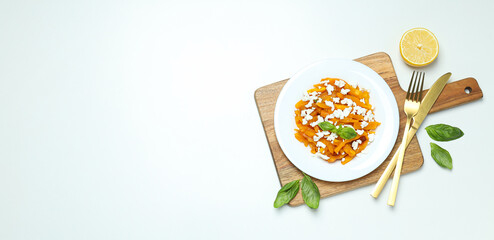 Concept of tasty homemade dish - baked pumpkin