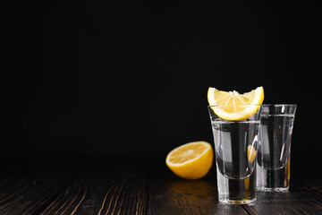 Concept of strong alcoholic drink - vodka drink