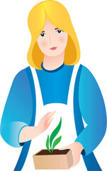 Illustration of girl with tomatoes on white background