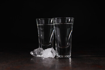 Concept of strong alcoholic drink - vodka drink