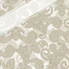 vector seamless paisley background with ribbon, eps 10