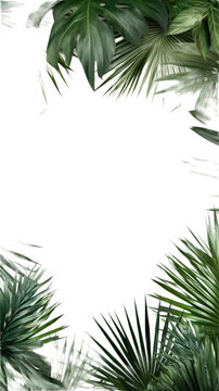 verdant palm fronds as a frame border, isolated with negative space for layouts
