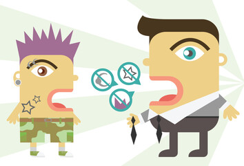 A father figure pressures a pierced, tattooed teen to dress more like himself.